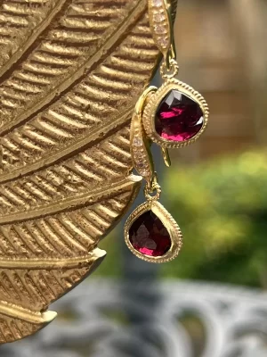 Garnet Teardrop Gemstone Drop Earring