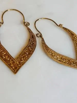 Brass Embellished Teardrop Earring