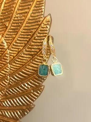 Amazonite Green Rectangle Drop Earring