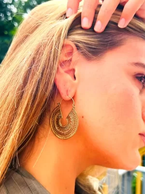 Circular Brass Filigree Hoops
