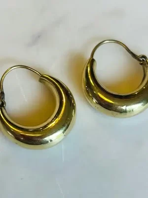 Brass Chunky Circle Hoop Earring
