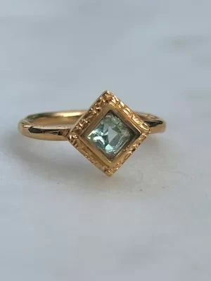 Saraswati Aquamarine 22k Gold plated ring