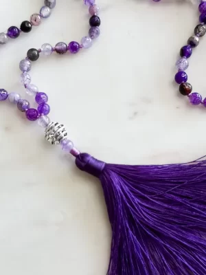 Rich Purple Amethyst Mala 108 Bead Necklace