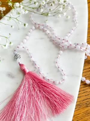 Rose Quartz Pink Mala 108 Bead Necklace unconditional love