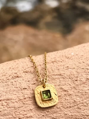 Nadiya Gemstone Square Gold Necklace