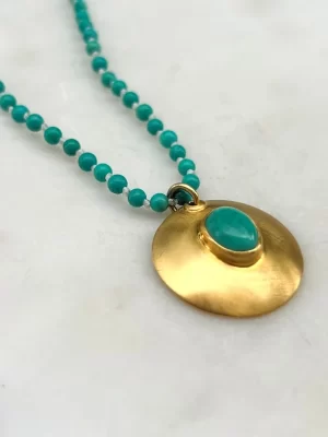 Small Turqouise Talis 22K Gold plated necklace