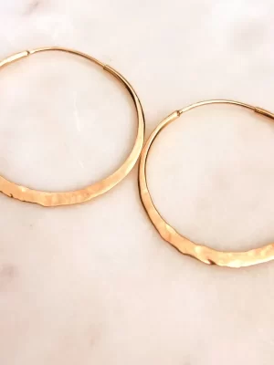Large Handbeaten Gold Hoop