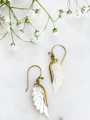 Medium Gold Mother of Pearl Shell Wing Earings