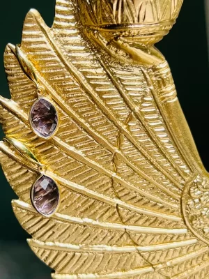 Moonstone Oval Gold Gemstone Earrings