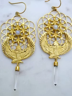 Isis Gold Plated Earings with Moonstone