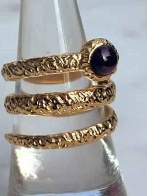 Chunky Shakti Garnet Snake Ring 22k gold plated adjustable ring