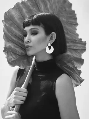 Elektra Earrings Hammered Silver Large