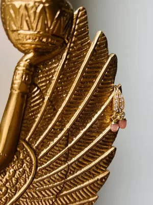 Tiny Rose QUARTZ and Zirconia Gold Droplet