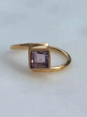 Lakshmi Amethyst Pinky ring 22k plated gold